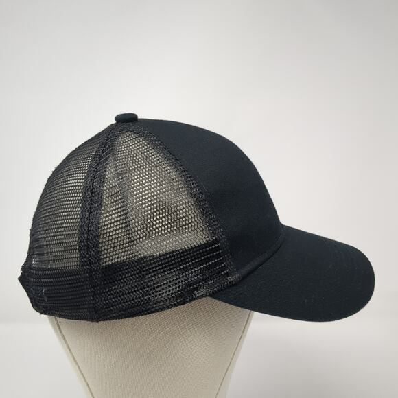 Port Authority Strapback Trucker Hat Black One Size Adjustable Mesh Back Cotton - Picture 5 of 9